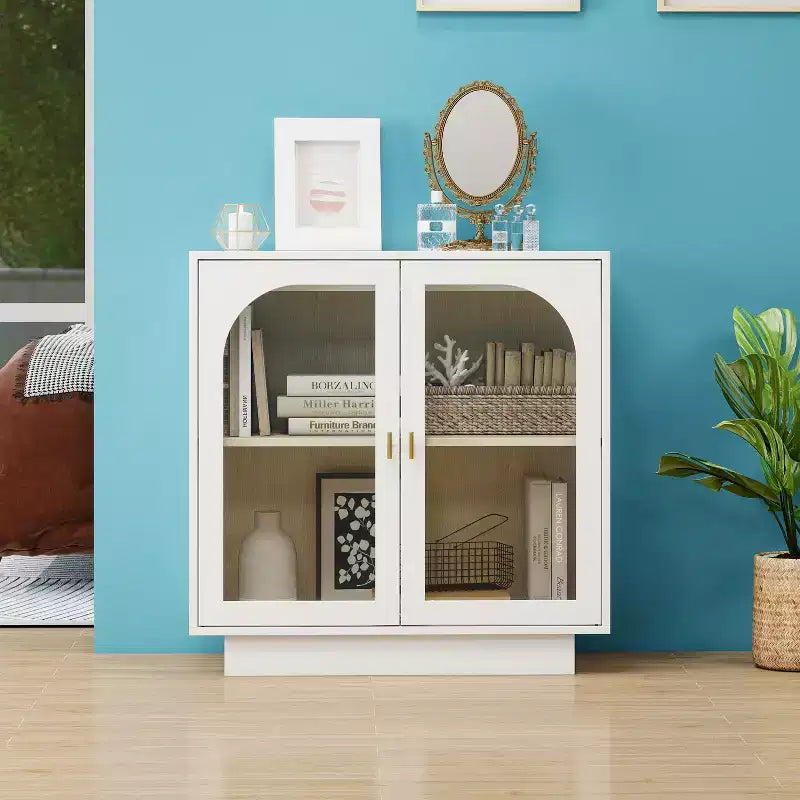 Meuble de rangement moderne Veatch avec portes en acrylique et étagère réglable