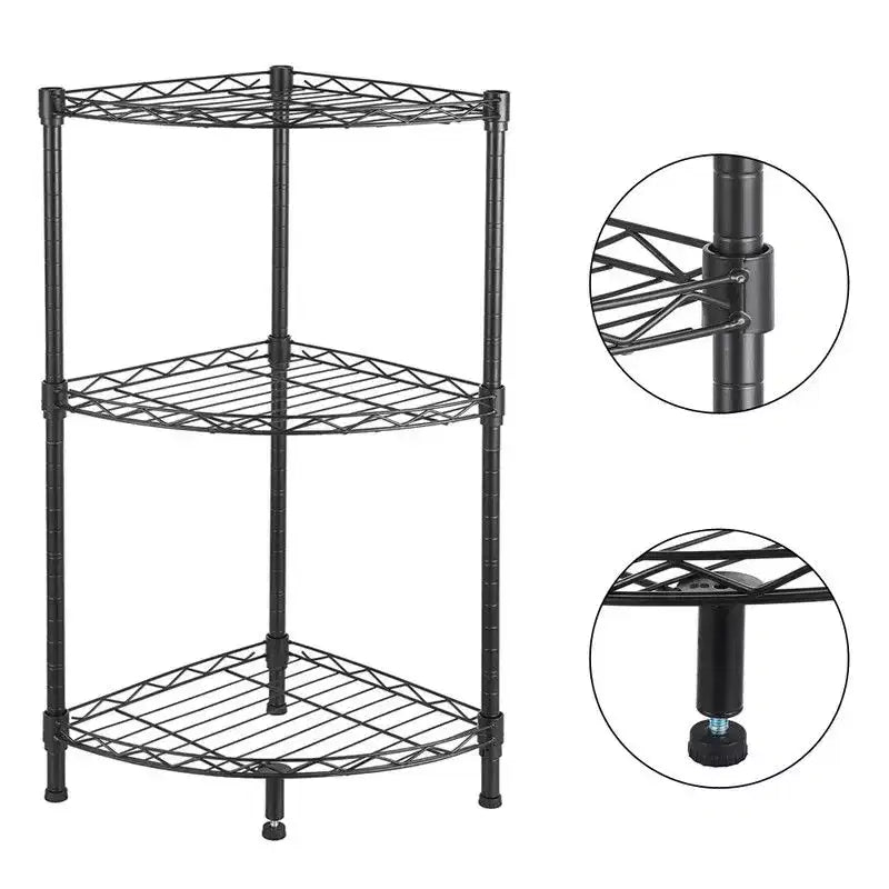 Étagère d'angle métallique grillagée 80 cm (H) x 35 cm (l) x 35 cm (P)