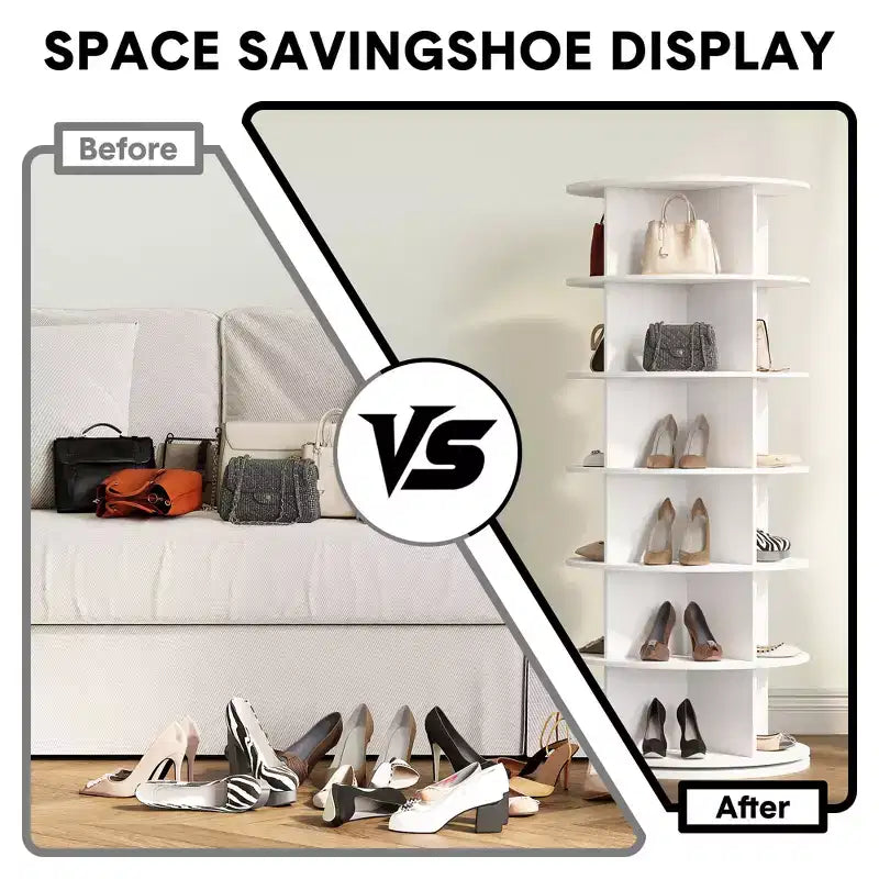 Étagère à chaussures rotative à 6 niveaux C blanche, organisateur de chaussures pivotant à 360° pour entrée/salon (1 pièce)