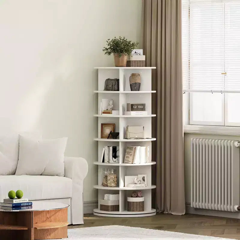 Étagère à chaussures rotative à 6 niveaux C blanche, organisateur de chaussures pivotant à 360° pour entrée/salon (1 pièce)