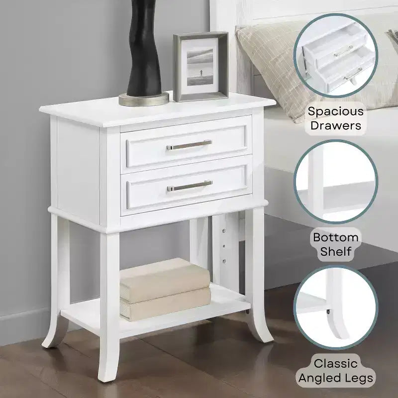 Table d'appoint rectangulaire en bois blanc de 73 cm de hauteur - 1 pièce