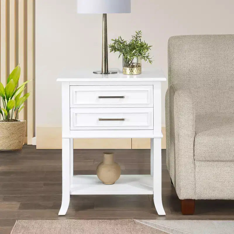 Table d'appoint rectangulaire en bois blanc de 73 cm de hauteur - 1 pièce