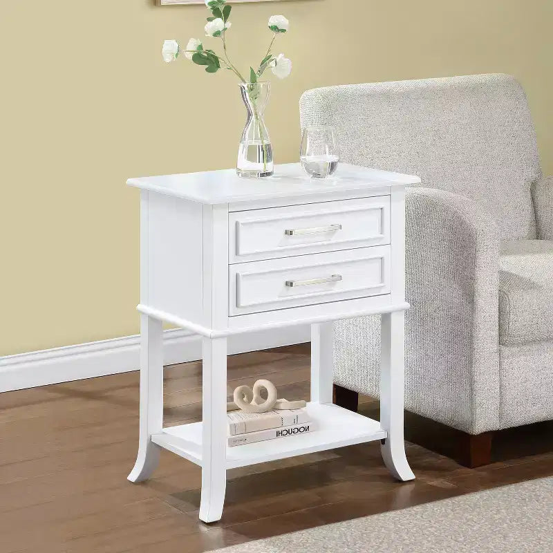Table d'appoint rectangulaire en bois blanc de 73 cm de hauteur - 1 pièce