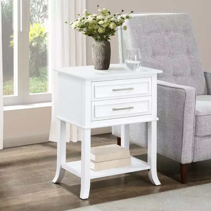 Table d'appoint rectangulaire en bois blanc de 73 cm de hauteur - 1 pièce