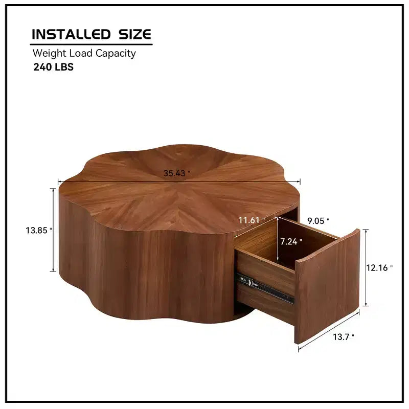 Table basse en bois rustique Julian avec tiroir caché