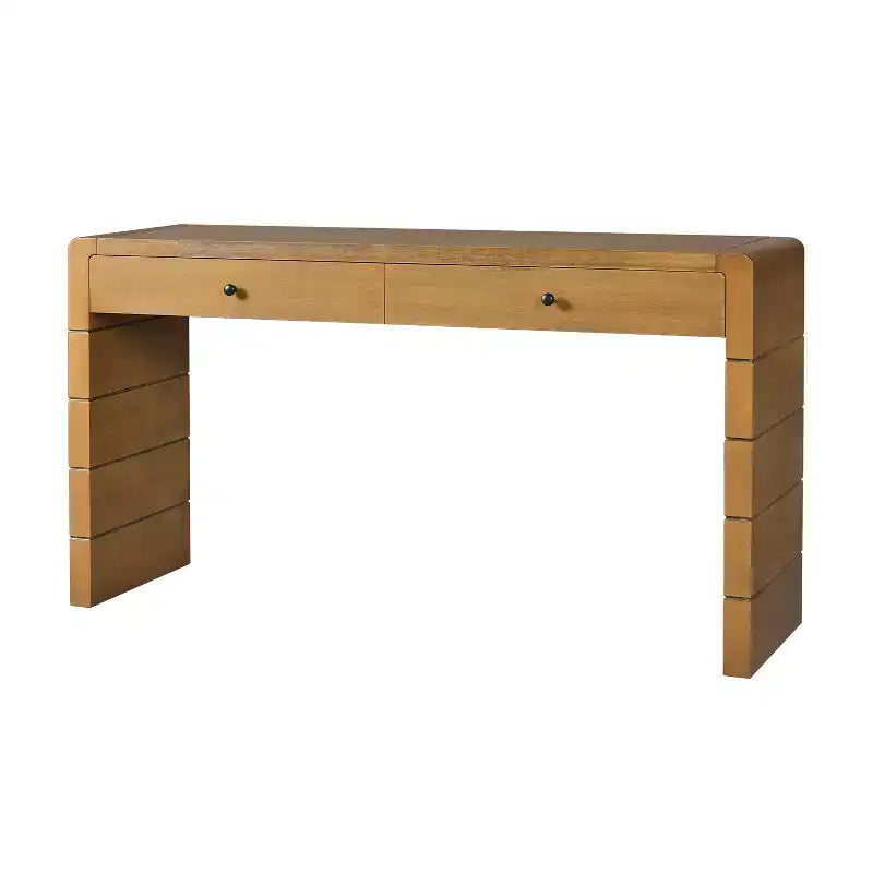 Console avec tiroirs de rangement et base pleine pour entrée ou salon, chêne