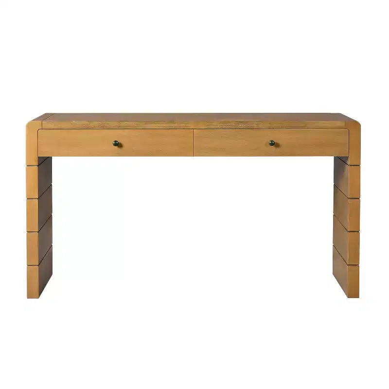 Console avec tiroirs de rangement et base pleine pour entrée ou salon, chêne