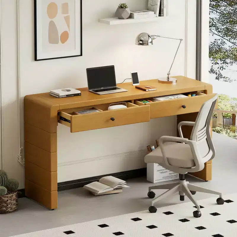 Console avec tiroirs de rangement et base pleine pour entrée ou salon, chêne