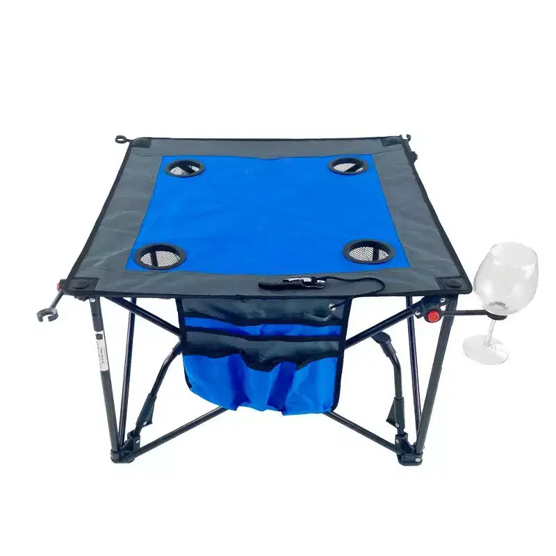 Table à vin pliable portable d'extérieur à hauteur réglable avec porte-gobelets et sac de rangement
