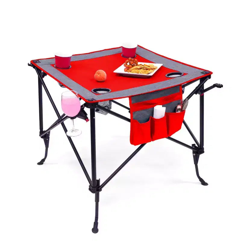 Table à vin pliable portable d'extérieur à hauteur réglable avec porte-gobelets et sac de rangement