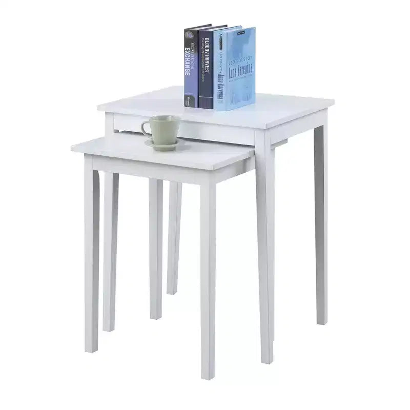 Table d'appoint à trois niveaux Belmont avec tiroir de rangement dissimulé, étagères ouvertes et poignée en nickel, parfaite pour organiser les accessoires