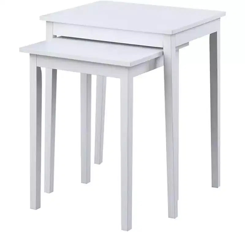Table d'appoint à trois niveaux Belmont avec tiroir de rangement dissimulé, étagères ouvertes et poignée en nickel, parfaite pour organiser les accessoires