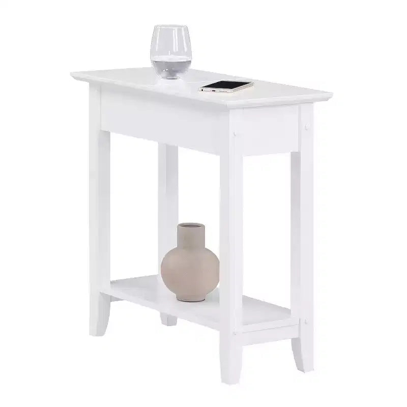 Table d'appoint relevable Belmont avec compartiment de rangement dissimulé, pieds droits et design épuré et étroit pour tout salon