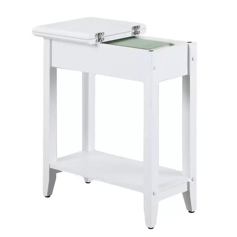 Table d'appoint relevable Belmont avec compartiment de rangement dissimulé, pieds droits et design épuré et étroit pour tout salon
