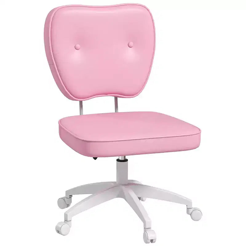 Joli fauteuil de bureau sans accoudoirs, chaise de bureau à roulettes et hauteur réglable, petite chaise de coiffeuse pour bureau, maison, rose