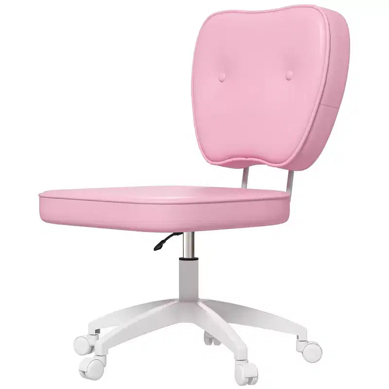 Joli fauteuil de bureau sans accoudoirs, chaise de bureau à roulettes et hauteur réglable, petite chaise de coiffeuse pour bureau, maison, rose